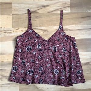 Mauve floral print crop tank top